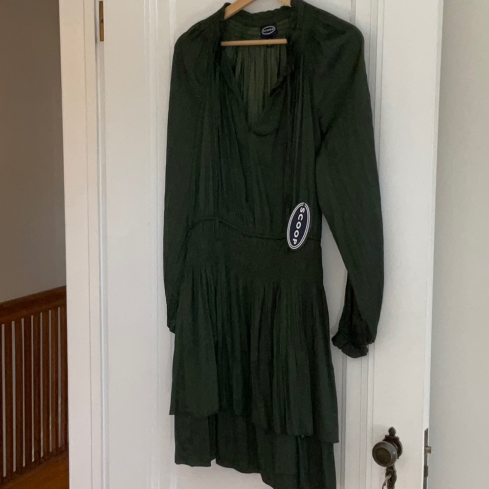 NWT! Scoop Dark Green Long Sleeve Dress, Size Large